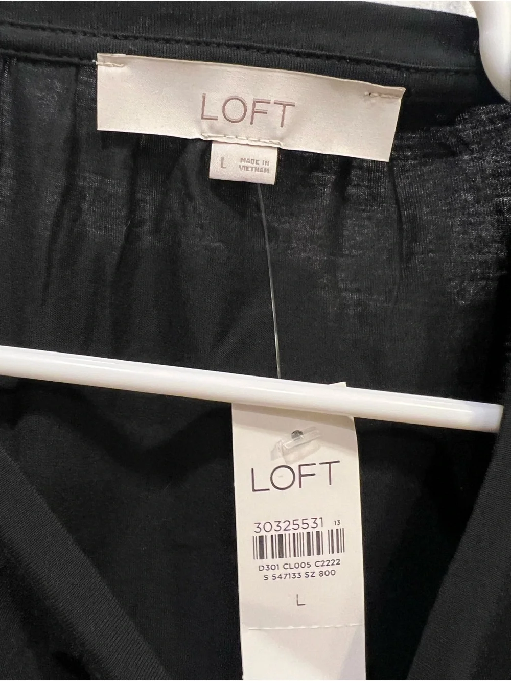 LOFT Black Puff Sleeve Top with Lace Trim